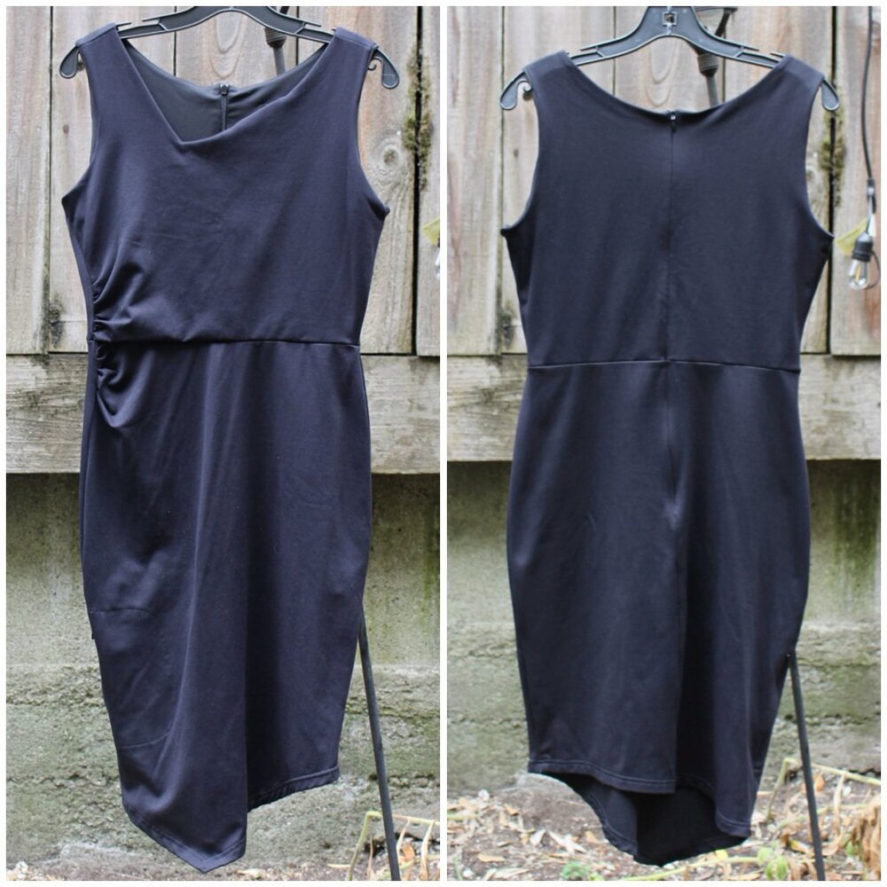 Betabrand - No Sweat Asymmetric Dress, Travel (PLANE) Dress, Navy, Med